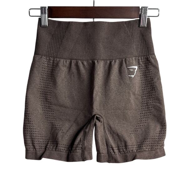 Gymshark Womens Vital Seamless 2.0 Chocolate Brown Compression Fit Shorts Small - Picture 1 of 7